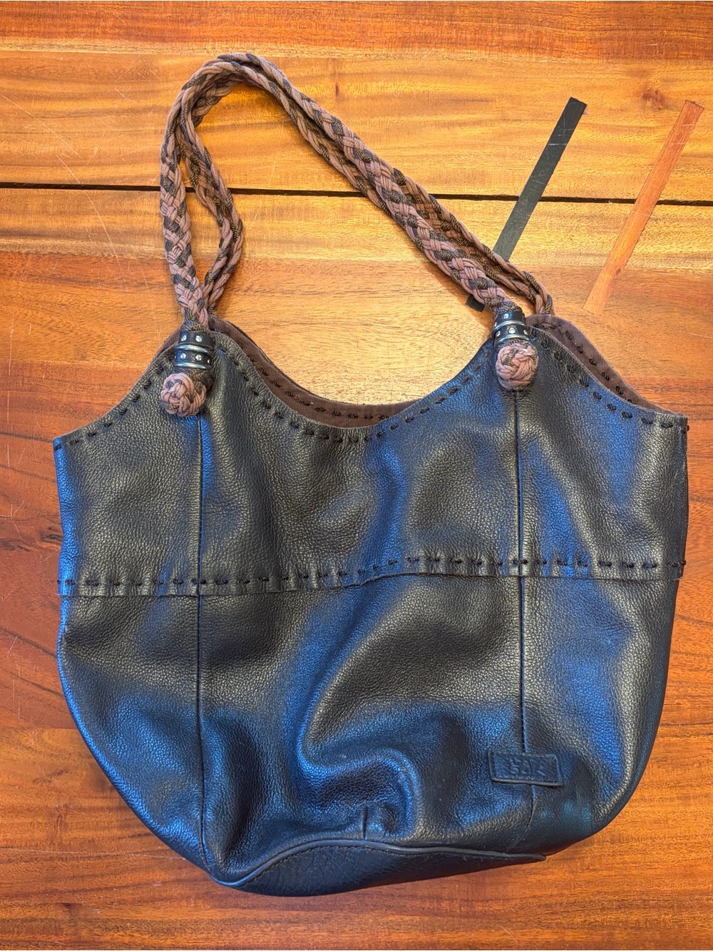 The Sak Brown Leather Tote with Braided Handles